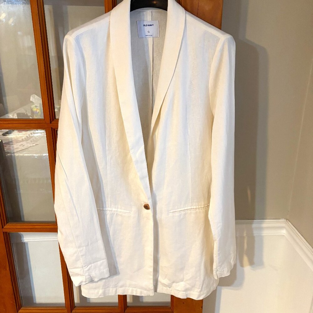 Old Navy Women's Jacket Linen Straight Hem Long Sleeve SZ: Large Tall